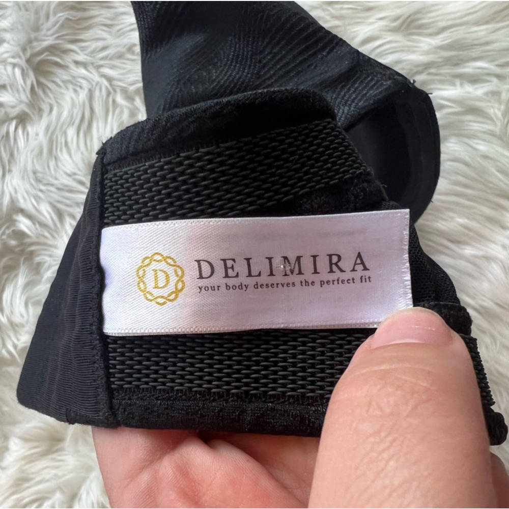 Delimira Womens Bandeau Strapless Bra Black Wire Free Padded Stretch 42DD - Picture 5 of 6